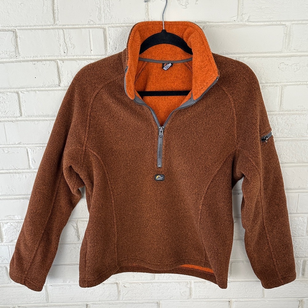 Lowe Alpine Polartec Fleece Pullover 1/4 Zip Outdoor Hiking Cozy Orange Size S